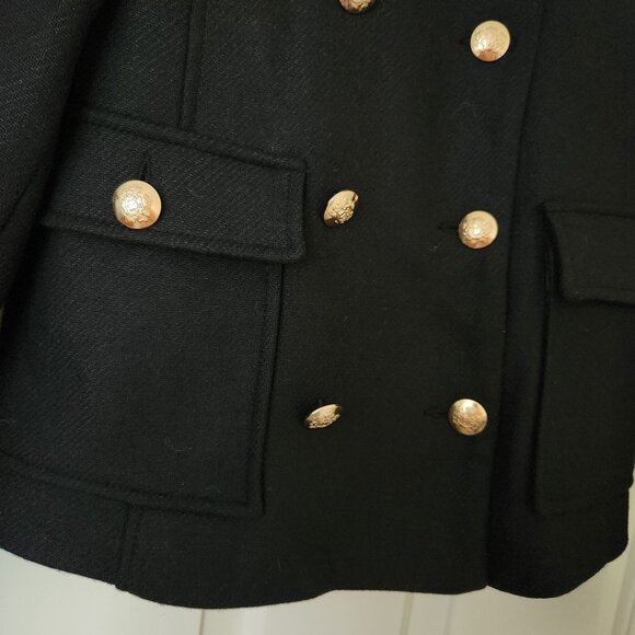 Zara Black Wool Military Jacket Gold Buttons Fall Winter Old Money Glam Preppy - Picture 6 of 13
